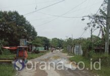SORANA.CO.ID IN PICTURE : Ruas Jalan Blok Gandok Desa Panyindangan Kulon, Kecamatan Sindang, Kabupaten Indramayu – JAWA BARAT. Selasa (04/04/2023)