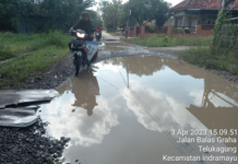 INDRAMAYU VIRAL JALAN RUSAK Tampak Jalan Balas Graha Telukagung Rusak