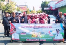 Gadis Ngarot Tampil Karnaval Ketahanan Pangan Acara HUT Indramayu Ke-496 Tahun 2023