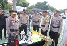 Pengamanan Arus Mudik Jalur Pantura Polres Indramayu Gelar Apel Sarana Prasarana Dan Kendaraan Dinas Dalam Rangka Kesiapan Operasi Ketupat Lodaya 2024