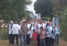 Pendukung Calon Kepala Desa Mulyasari Rudi Irawan Kampanye Keliling Desa