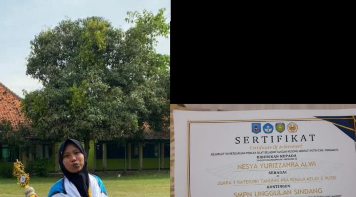 Nesya Yurizzahra Alwi, Siswa SMP Unggulan Sindang Raih Juara 1 Kategori Tanding Pra Remaja Putri di Kejurlat VII Merpati Putih Indramayu