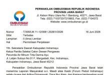 Ombudsman RI Perwakilan Jawa Barat Tanggapi Terkait Ketua Pansel Calon Dewas Perumdam TDA Indramayu