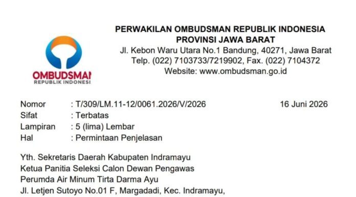 Ombudsman RI Perwakilan Jawa Barat Tanggapi Terkait Ketua Pansel Calon Dewas Perumdam TDA Indramayu